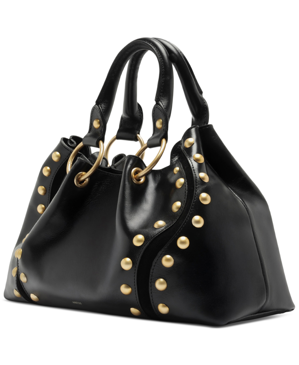 Arezzo Lucienne Medium Leather Satchel Bag In Black