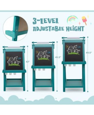 Foldable Easel for Kids 3-in-1 Double-sided Art Easel with Chalkboard