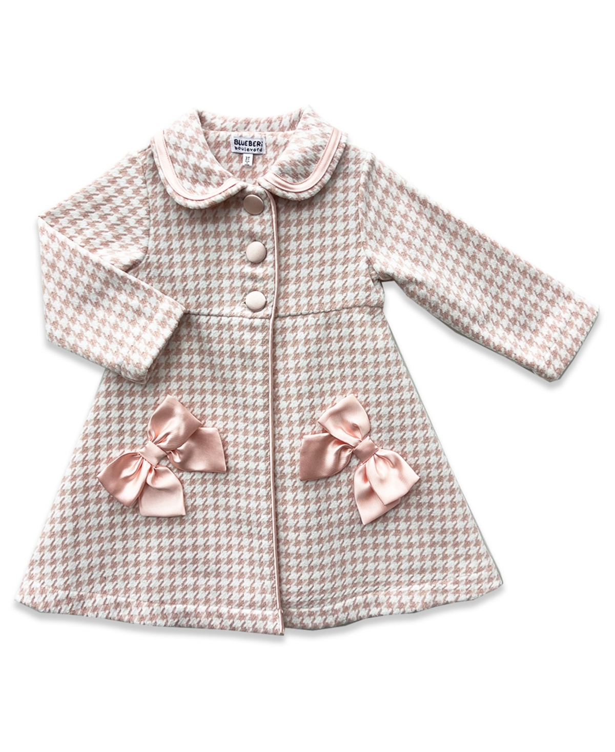 Blueberi Boulevard Baby Girls 2-Piece Houndstooth Coat and Dress Set
