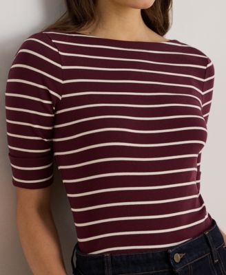 Petite Boat Neck Striped T-Shirt