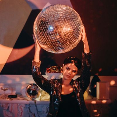16" Large Disco Ball Mirror Big Hanging Glass Decor for 70s 80s Party Events Wedding DJ Dance Club Stage Lighting Silver