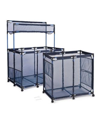 2 Pack Mesh Pool Toy Storage Bin Rolling Cart w/ Noodle Holder Organizer