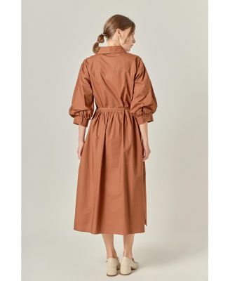 Women's Flared Shirt Midi Dress