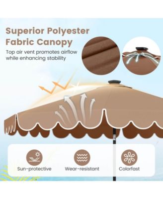 9.3 FT Solar Patio Umbrella Outdoor Market Sunshade with 24 LED Ruffles