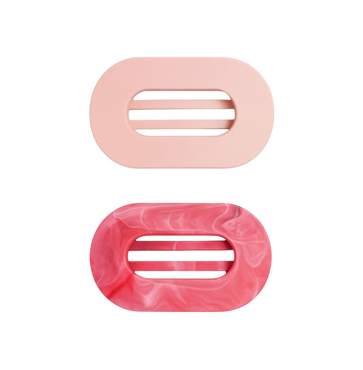 Headbands of Hope Large Oval Hair Clip Set of 2 – Soft Pink + Pink Marble