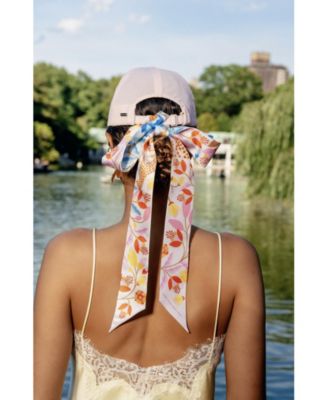 Silk Skinny Scarf Pink Blossom Jungle