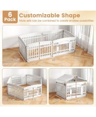 Panel Plastic Dog Playpen with Lockable Gate for Small & Medium Sized Dogs