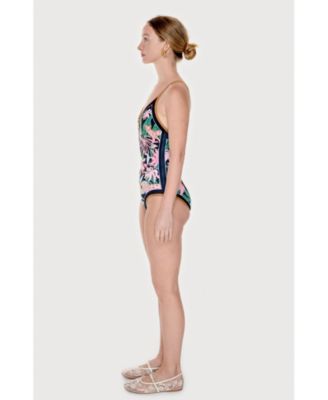 Women's Blush Jungle Reversible V-Neck One-Piece Swimsuit