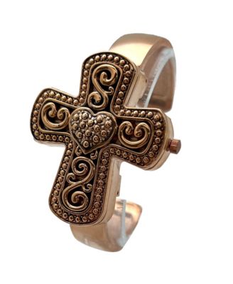 Rose Gold Cross Shape Bangle Women Watch