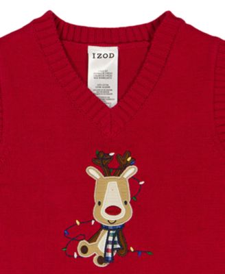 Baby Boys' Holiday Reindeer Sweater Vest, Shirt and Pants, 3-Piece Set