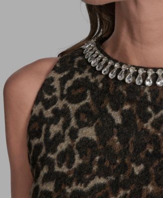 Women's Rhinestone Collar Halter Neck Dress