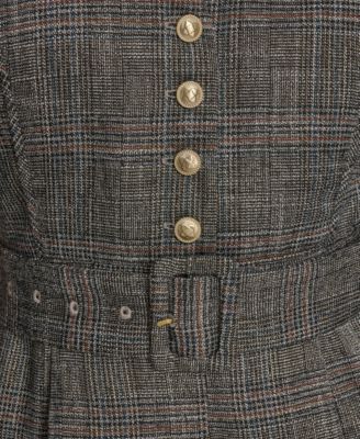 Women's Belted Tweed Romper