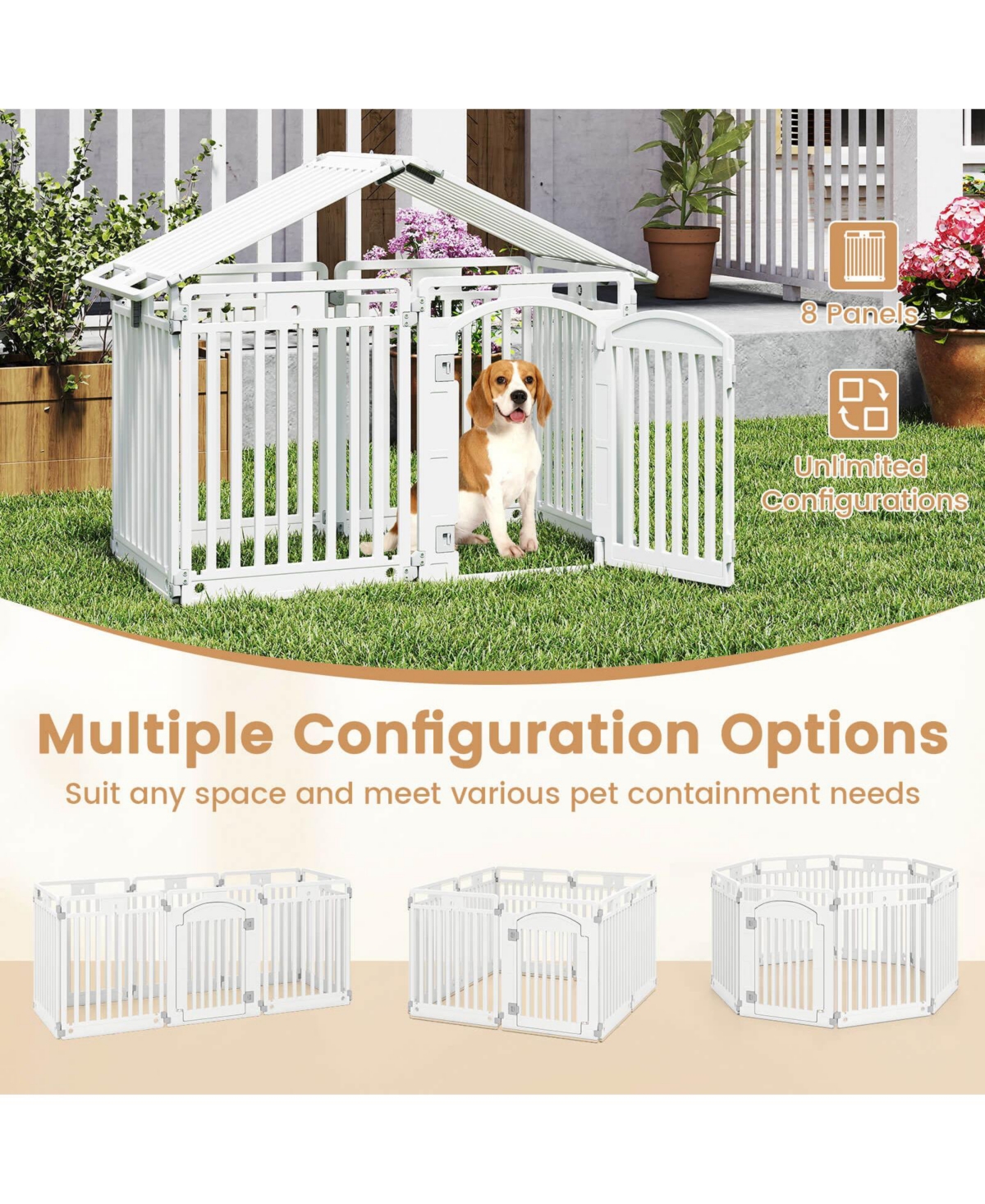 Costway Panel 32" Tall Plastic Dog with Securing Locking Door for Medium