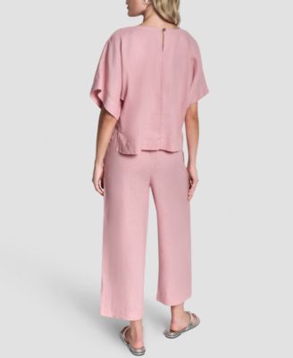 Women's Linen Drop Shoulder Short-Sleeve Top