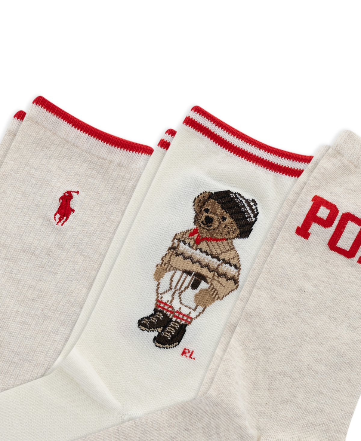 Polo Ralph Lauren Women's 3-pack Colorado Bear Socks In White