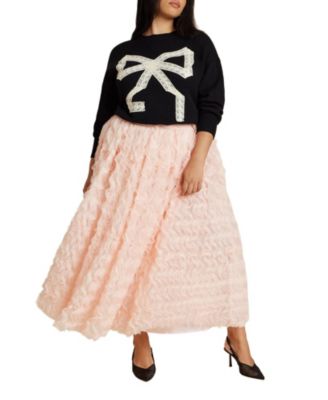 Women's Textured Ruffle Maxi Full Skirt