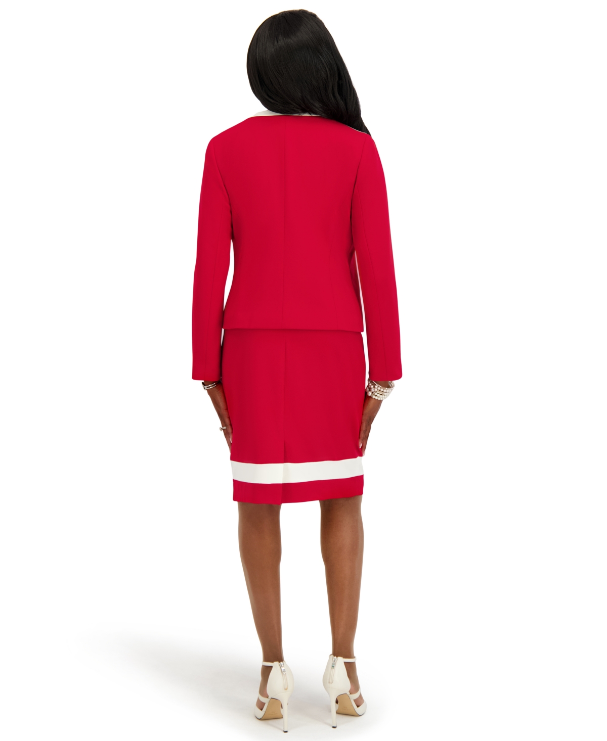 Kasper Women's Combo Yoke Long-sleeve Jacket, Regular And Plus Size In Red