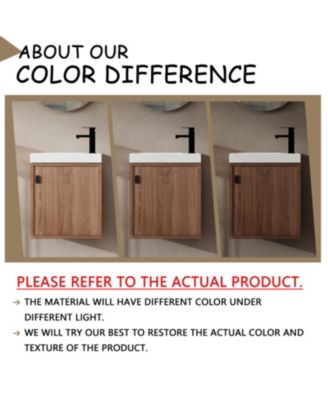 18.5" Wall-Mount Vanity, Resin Sink, Soft Close, Walnut