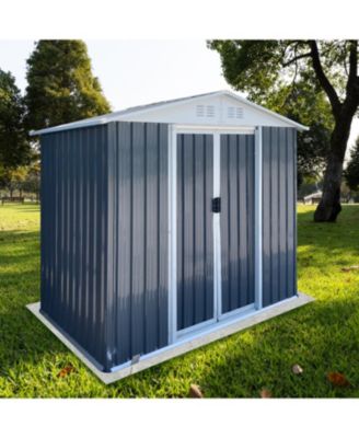 Streamdale Outdoor Storage Sheds 6FTx4FT Apex Roof Grey With Base Frame Garden Shed