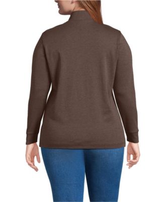 Plus Size Relaxed Cotton Long Sleeve Mock Turtleneck