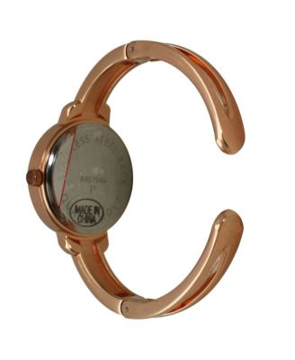 Rose Gold Metallic Round Face Bangle Women Watch