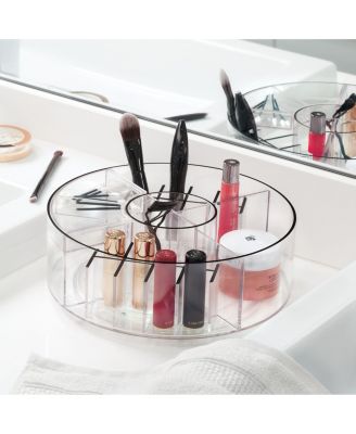 Rotating Makeup Organizer with Dividers - Clear