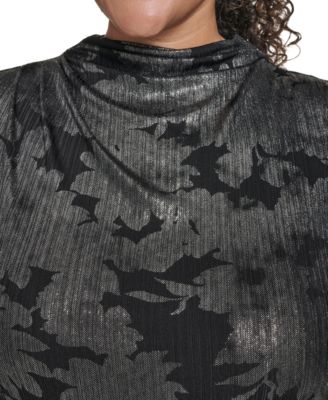 Plus Size Novelty Printed Ruched Top