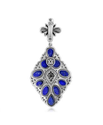 Sterling Silver Lapis Diamond Shaped Cluster Pendant Enhancer