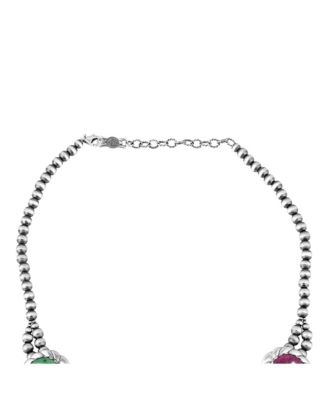 Sterling Silver Ruby Zoisite Pear-Cut Squash Blossom Necklace, 17 to 20 Inches