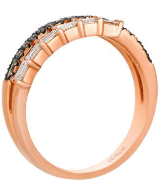 Vanilla Diamond (0.19 ct. t.w.) and Chocolate Diamond (0.23 ct. t.w.) Ring in 14k Strawberry Gold