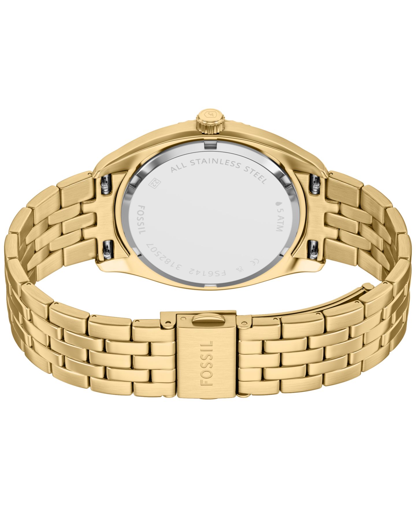 Мужские часы Fossil Campbell, три стрелки, день-дата, сталь цвета золота, 42 мм — фото 5
