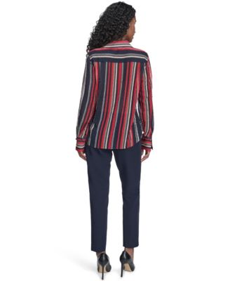 Women's Striped Long Sleeve Pull-On Blouse