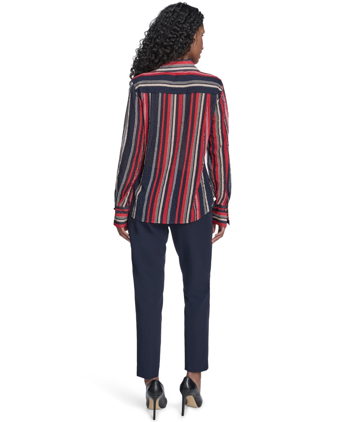 Tommy Hilfiger Women's Striped Long Sleeve Pull-On Blouse