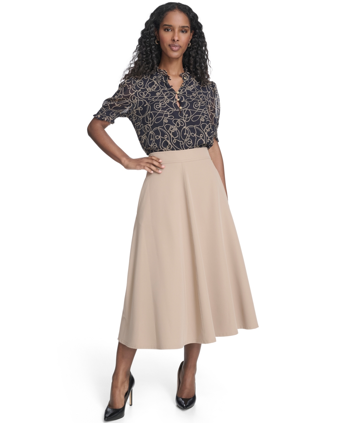 Tommy Hilfiger Women's A-line Circle Skirt In Brown