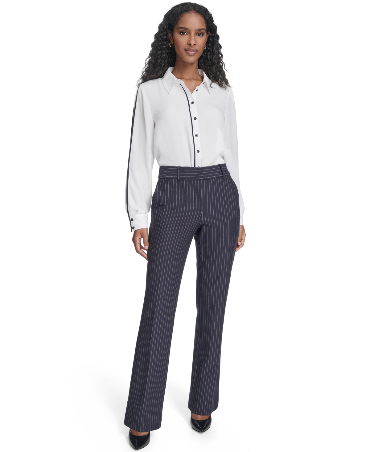 Tommy Hilfiger Women's Mid Rise Striped Sutton Trouser In Blue