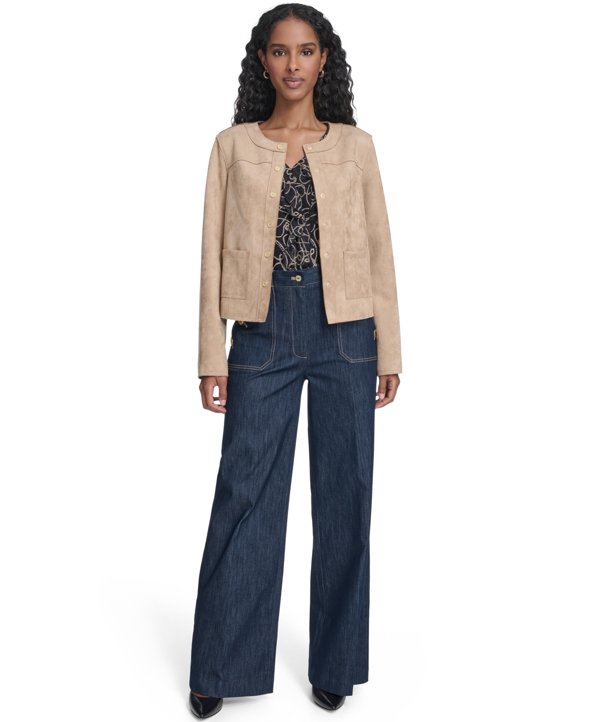 Tommy Hilfiger Women's Long Sleeve Snap Front Jacket In Brown