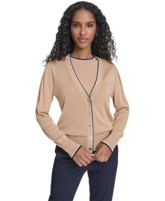 Tommy Hilfiger - Women's Tipped V-Neck Cardigan Set