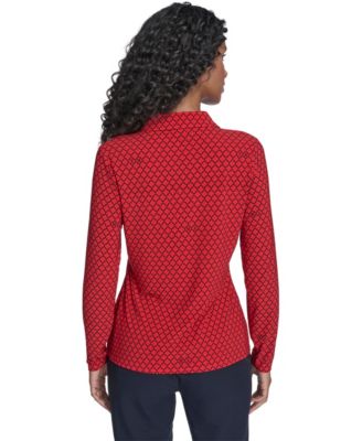 Women's Long Sleeve Clover Button-Up Top