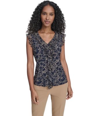 Tommy Hilfiger - Women's Sleeveless Mixed Media Rope Print Top