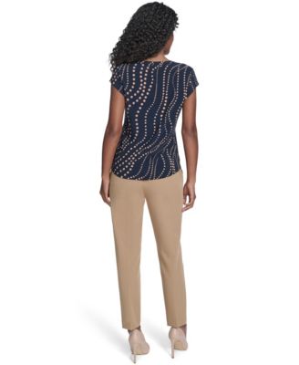 Women's Cascade Dot Cap Sleeve V-Neck Top