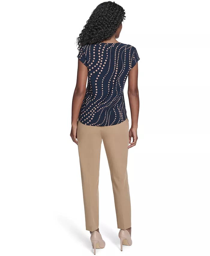 Women's Cascade Dot Cap Sleeve V-Neck Top - thumbnail 6