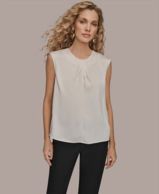 Women's Solid Sleeveless Twist Neck Top