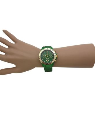 Green Solid Color Metal Three Dial Women Watch