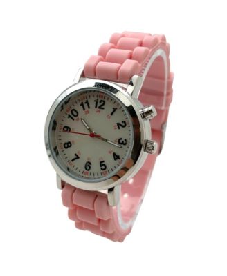 Pink Luminous Dial Easy Read Medical Professionals Silicone Band Women Watch