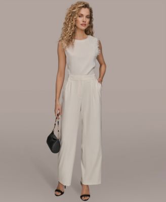 Women's High Rise Pleated Wid Leg Pants
