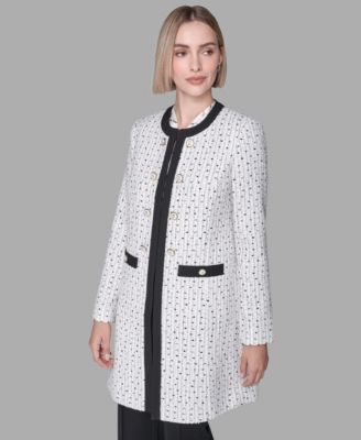 KARL LAGERFELD PARIS - Women's Long-Sleeve Contrast Topper Long Jacket