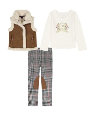 Tommy Hilfiger - Girls Toddler 2T-4T 3-Piece T-Shirt, Vest and Leggings Set