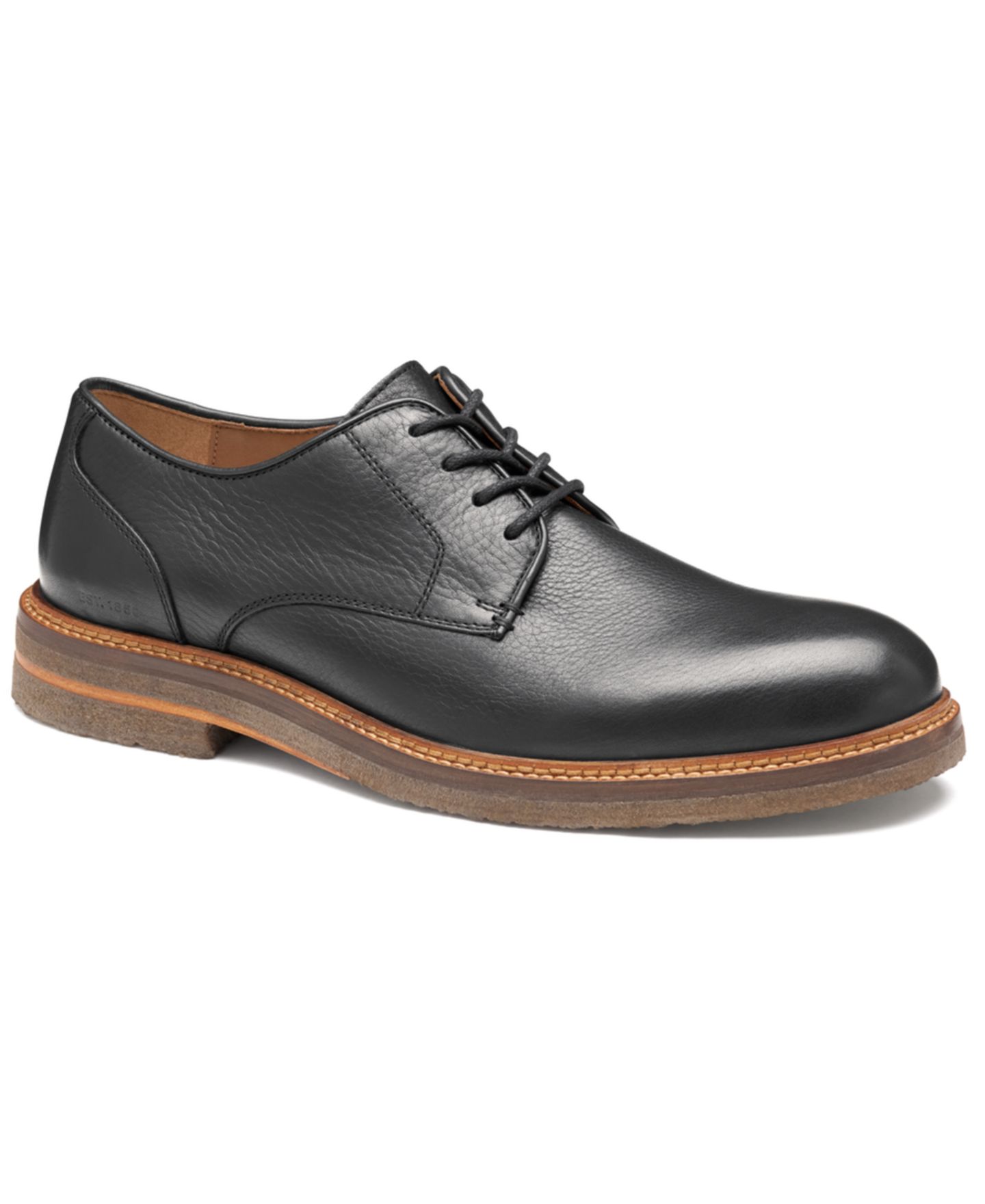 Обувь Johnston & Murphy Men's Calder Plain Round Toe Edge Detailing Shoes, цвет: Чёрный — фото 1
