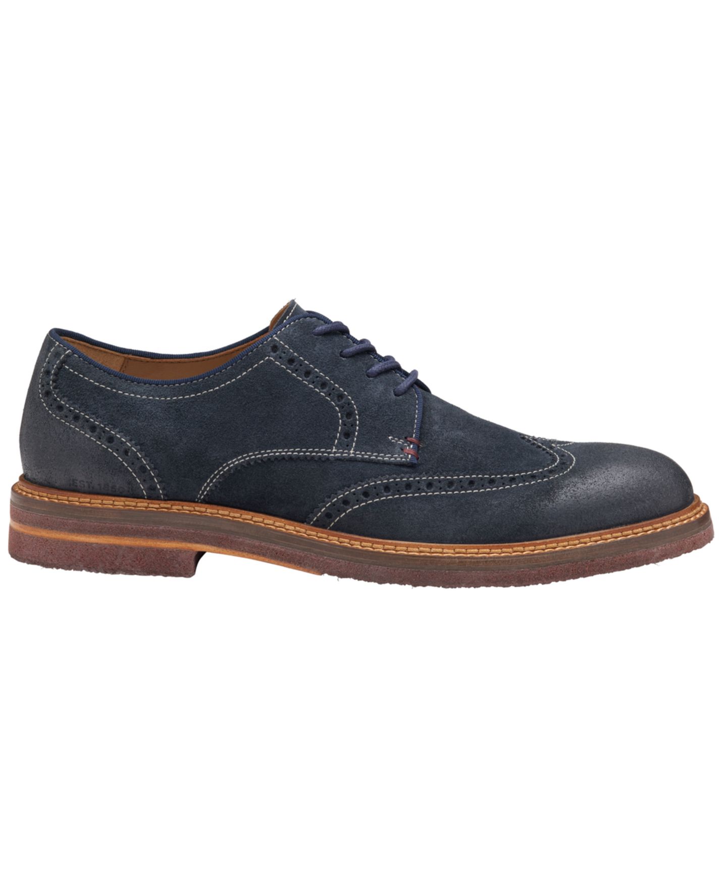 Обувь Johnston & Murphy Men's Calder Wingtip Round Toe Casual Shoes, цвет: Тёмно-синий замшевый — фото 2