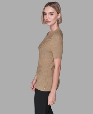 Women's Ribbed Short-Sleeve Sweater 
